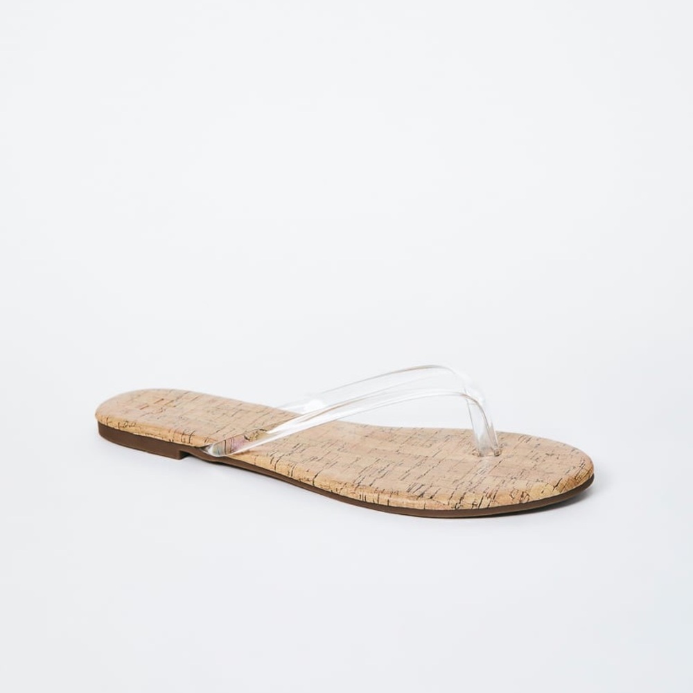 NWT JustFab Transparent Cork Women's Sandals in Size 8 or 10 - Picture 2 of 7